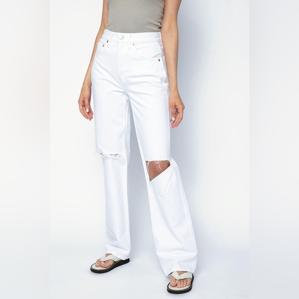 Re/Done 90’s High Rise Loose Jeans White With Rips